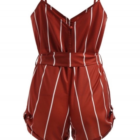 Striped belted cami romper - Picture 4 of 5